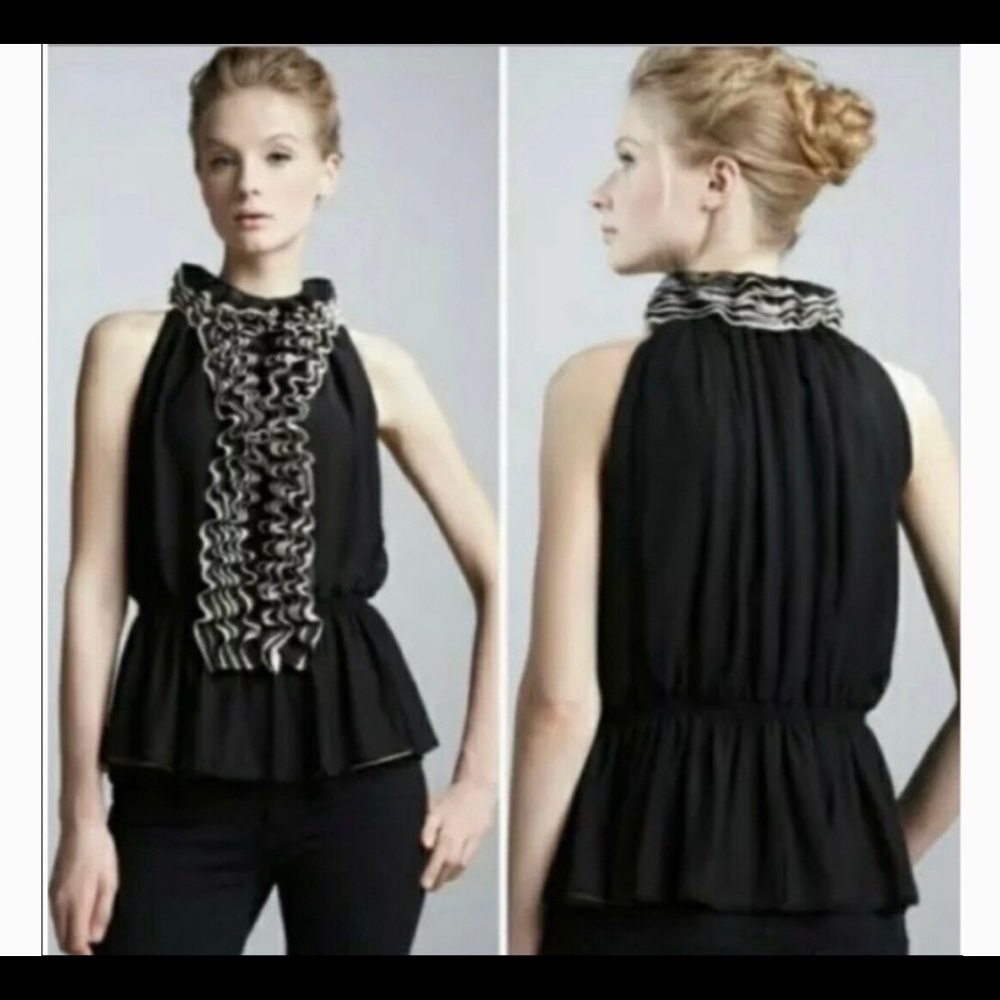 NWT L ROBERT RODRIGUEZ BLACK RUFFLE BLOUSE NEIMAN MARCUS TARGET STUNNING target